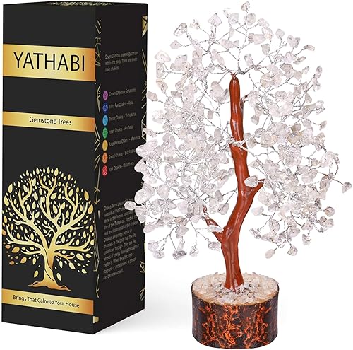 Cuarzo transparente, árbol de cristal, piedras preciosas, árbol de dinero blanco, árbol de chakras, cristal de cuarzo, árbol bonsái de cristal,
