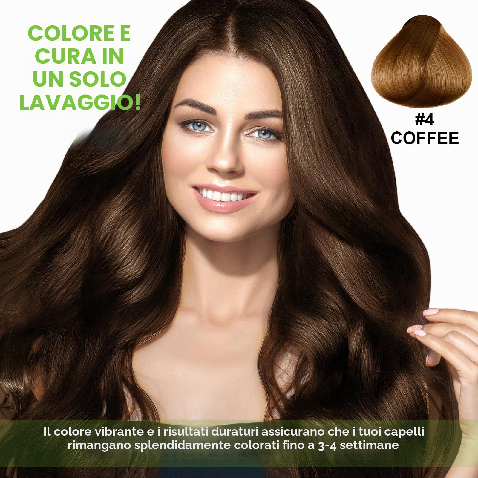 Shampoo colorante per capelli grigi 5 colori, 3 in 1, a lunga durata, shampoo per capelli istantanei, per uomini e donne, ingredienti aromatici (500 ml) (caffè)