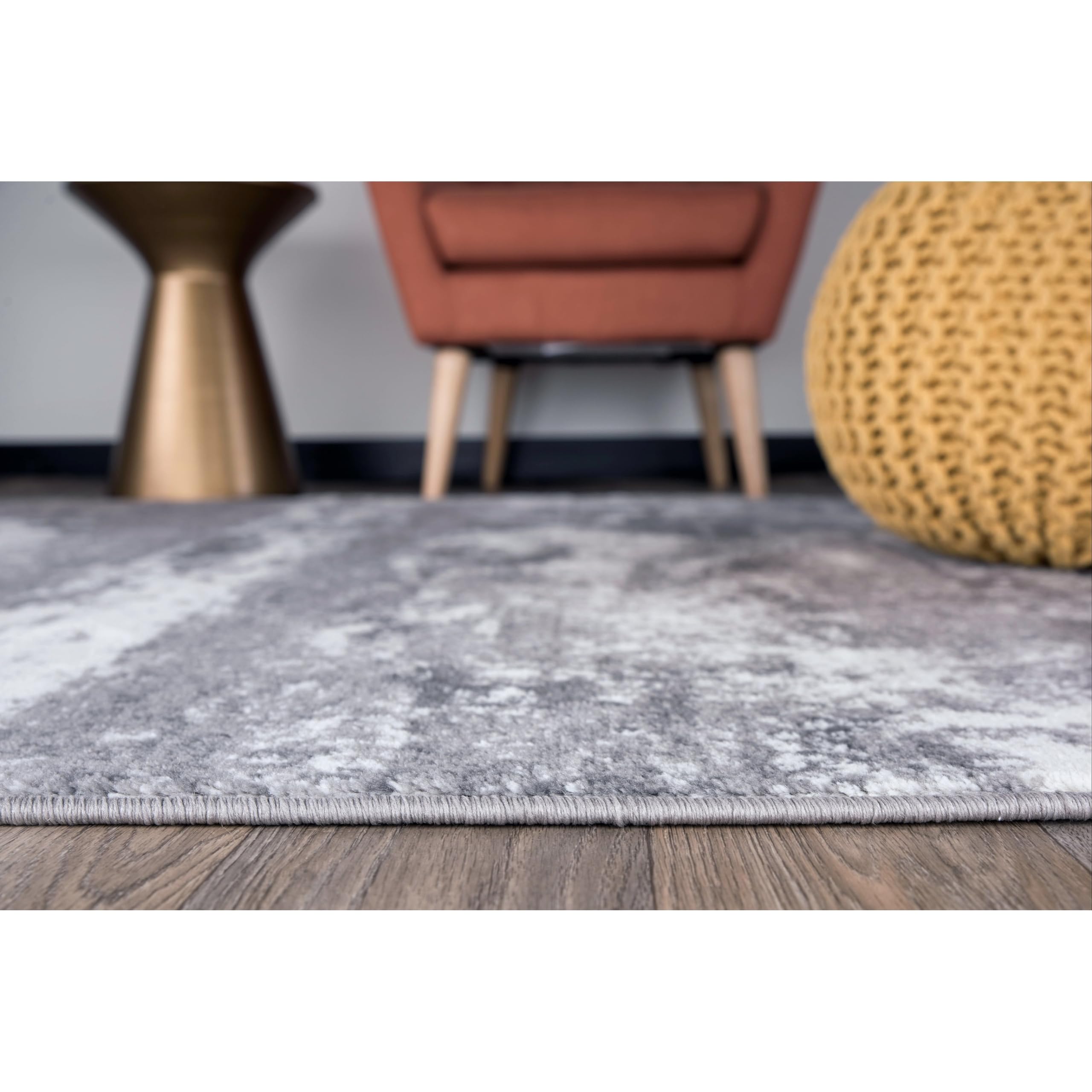 Rugshop Distressed Abstract Watercolor Area Rug 2' x 3' Gray