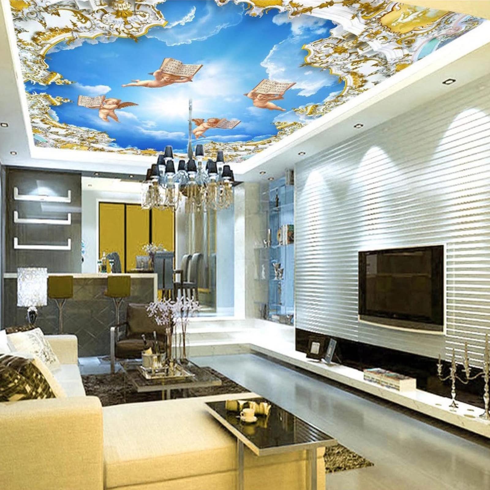 Modern 3d Ceiling Wallpaper Angel Sky Ceiling Wall Mural For Living Room Bedroom Tv Background Wall Wallpaper Buy Cheaply On