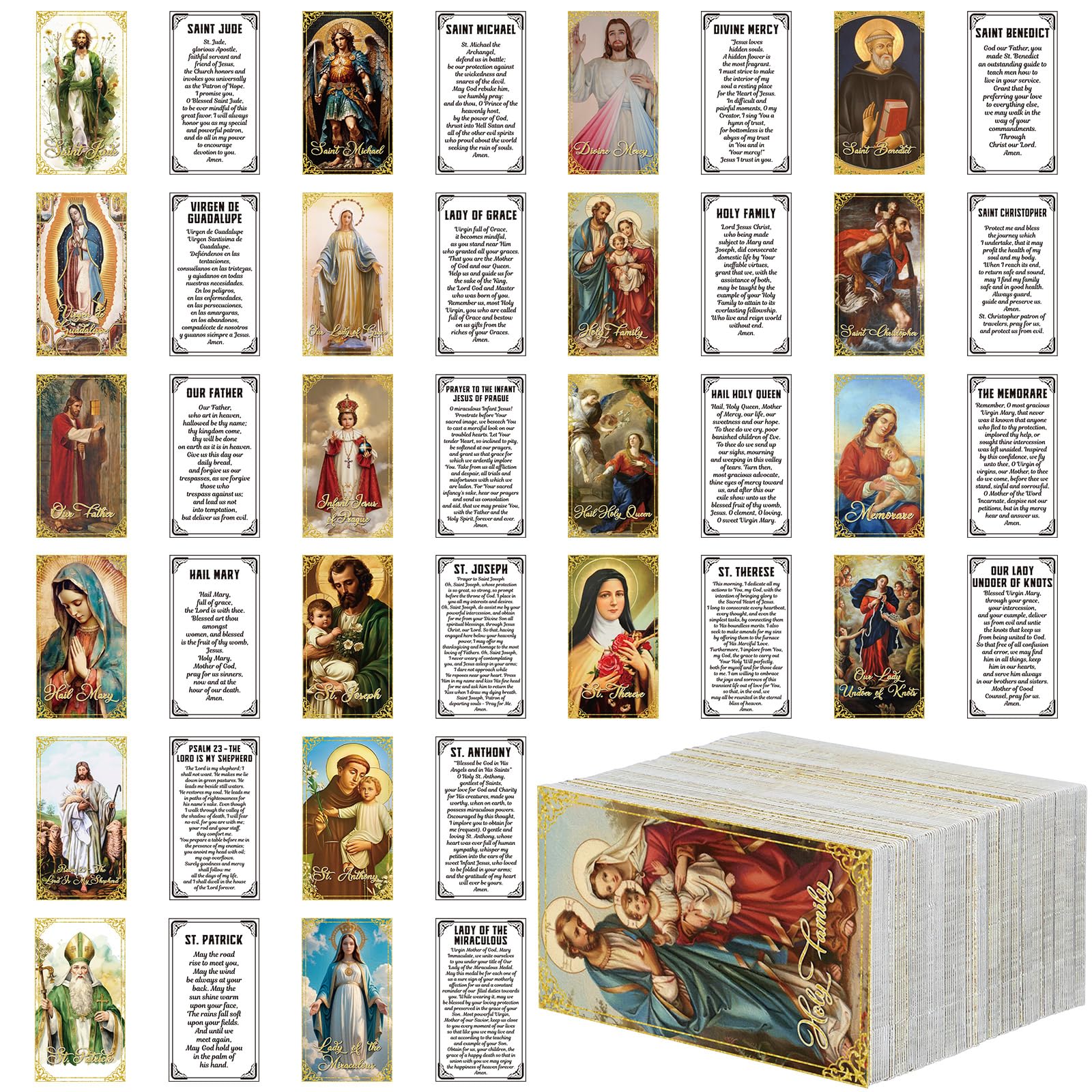 240 pieces of Catholic prayer cards, gifts with Catholic saints and prayers, 20 styles, inspiring Christian gift for marriage, women, men, mother, father, godmother, godson
