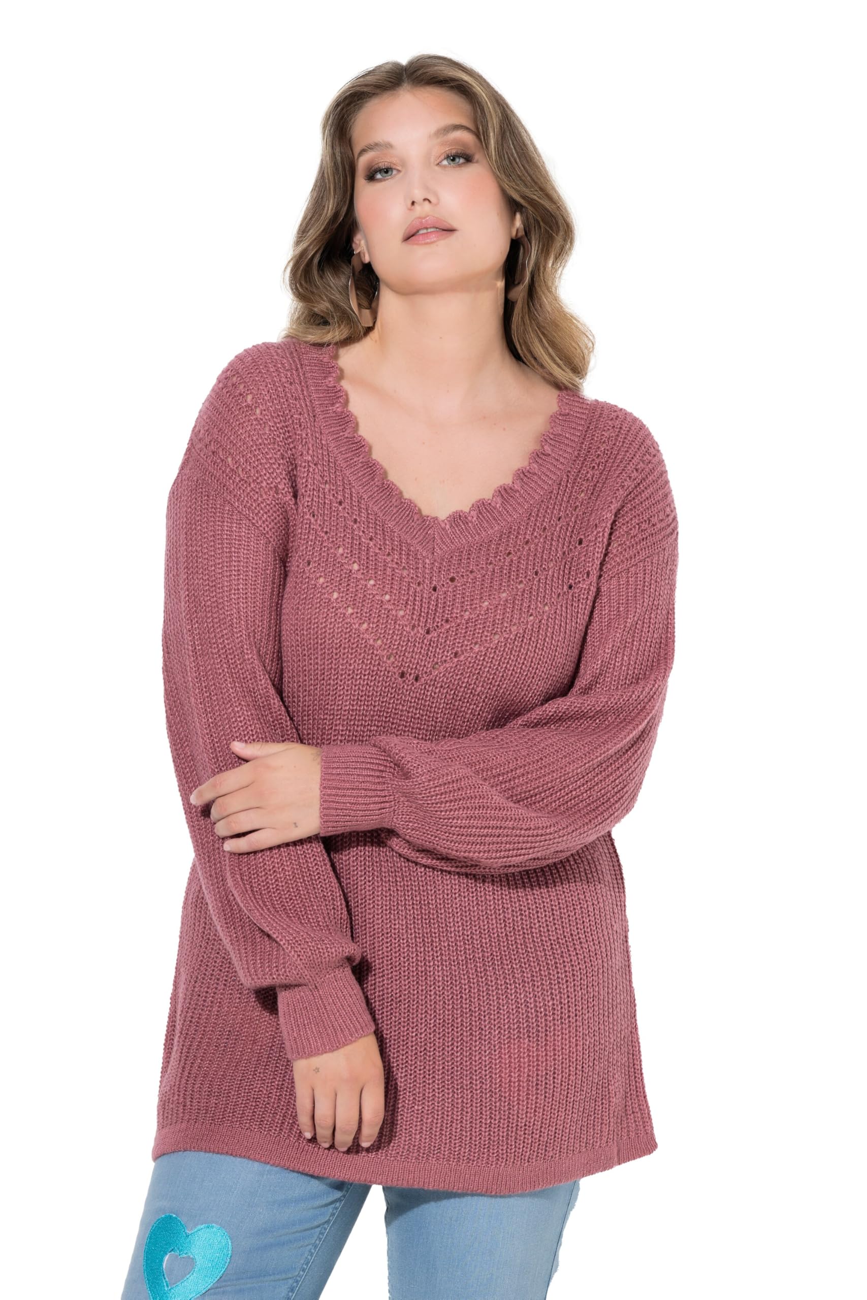 MIAMODA Damen große Größen Übergrößen Plus Size Pullover, Classic Fit, femininer Ausschnitt 836956