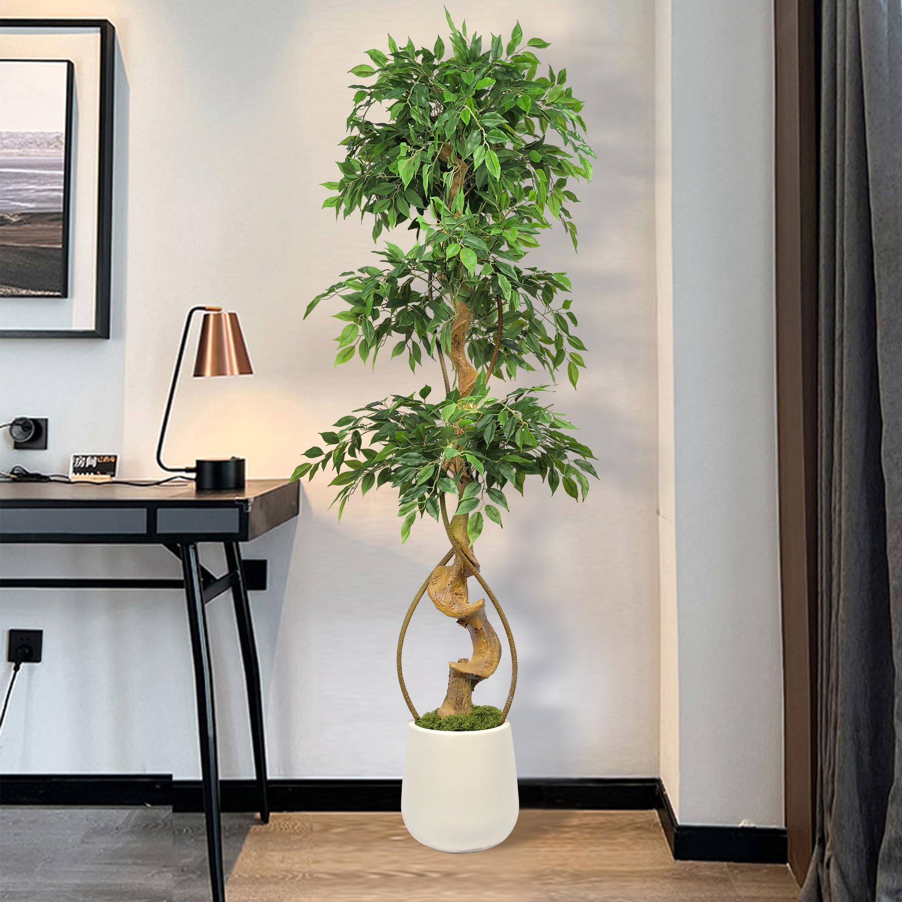 Piante Finte Grandi, Albero di Baniano Pianta Finta Alta da 180 CM, Piante Finte Che Sembrano Vere, Piante Artificiali Adatte per Interno, Esterno, Casa, Ufficio, Giardino, Decorazione