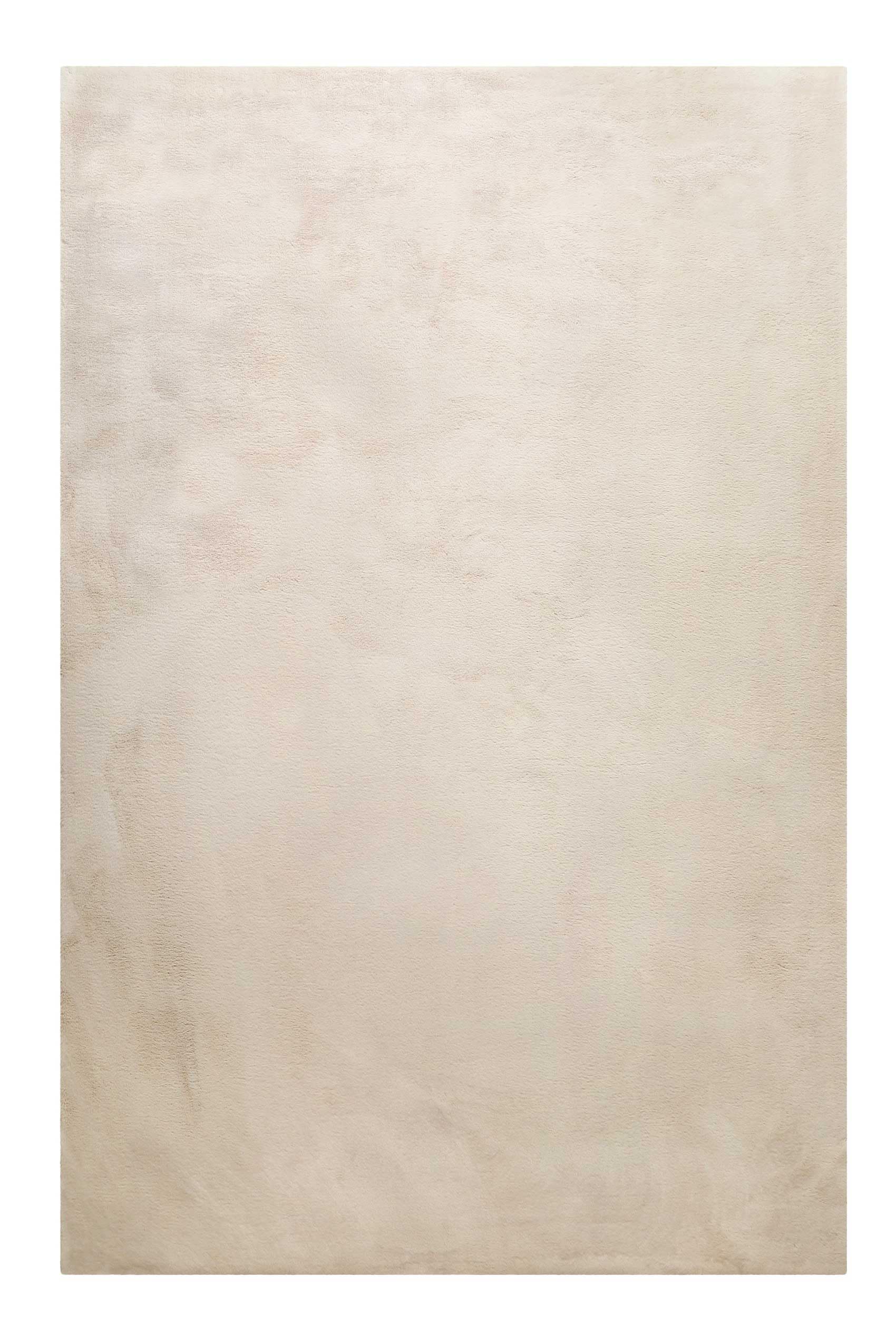 Homie Living Vita Hochflorteppich, 70 x 140 cm, Creme beige | kuscheliger & flauschiger Hochflor-Teppich für Wohnzimmer, Kinderzimmer, Schlafzimmer mit Kaninchenfell- Haptik