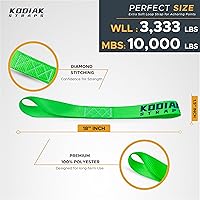 Vista 3 de Correas de Amarre de Bucle Suave - 1.5 x 18 pulgadas - Capacidad de Carga de 10,000 lb - Verde Paquete de 6 - Bucles para Asegurar ATV, UTV