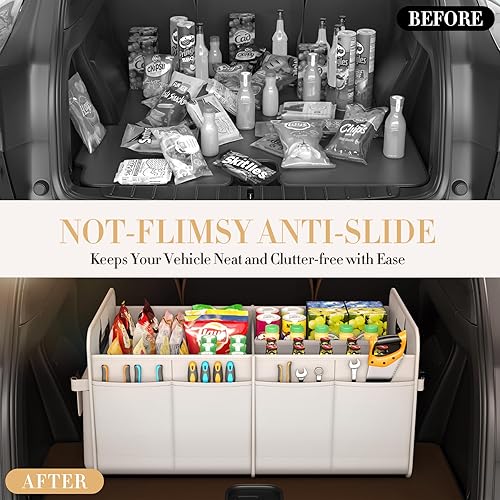 Miniatura 7 de Organizador de maletero para SUV y sedán, organizadores y almacenamiento de automóvil, correas plegables y ajustables impermeables, organización de