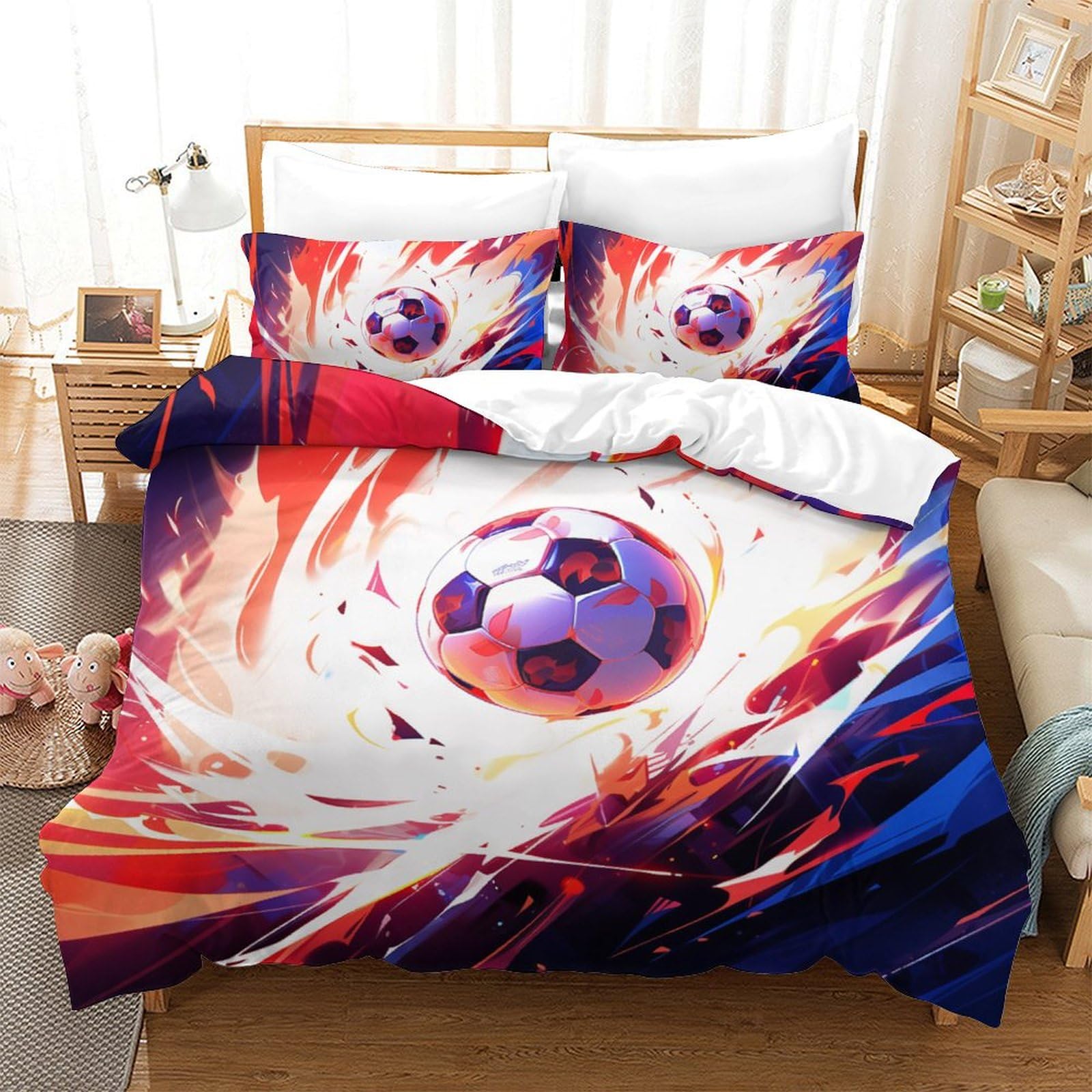 Housse de couette de haute qualité football 3 pièces parure de lit premium king size