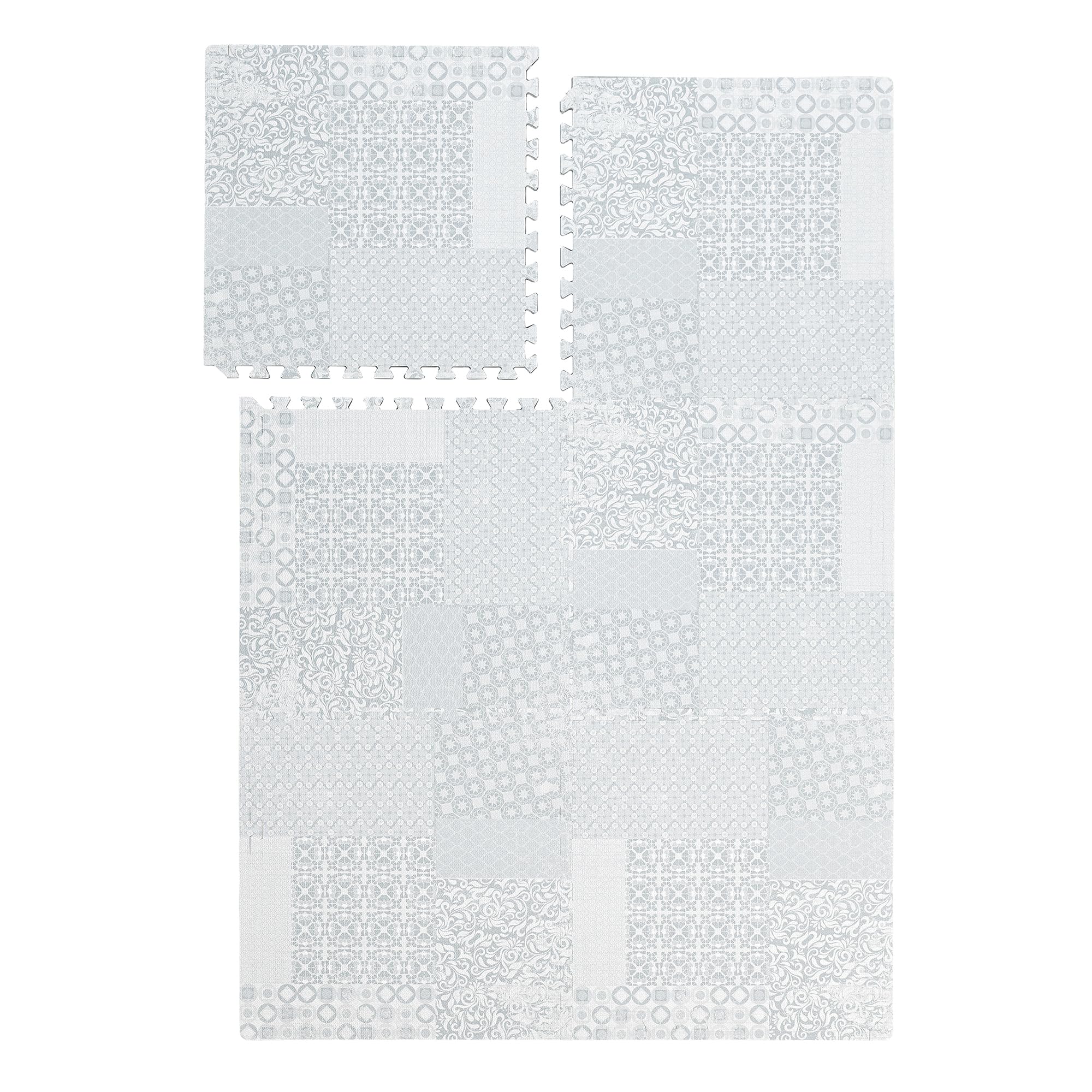 Premium Exercise & Baby Foam Play Mats (Totem Gray) and Zipper Storage Bag