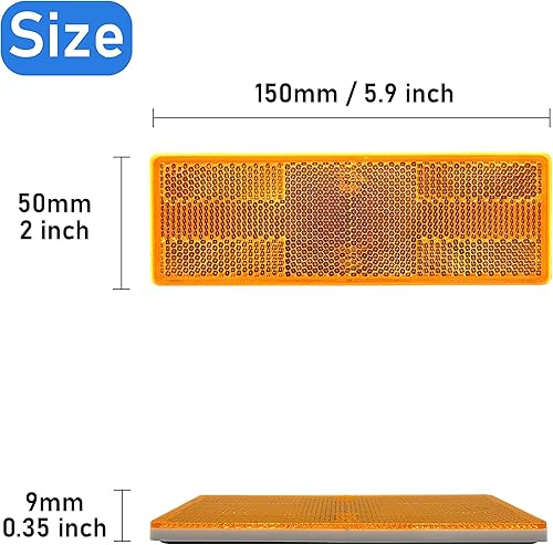 Miniatura 9 de Reflector 150X50mm autoadhesivo rectángulo de seguridad impermeable para entrada de buzón remolque