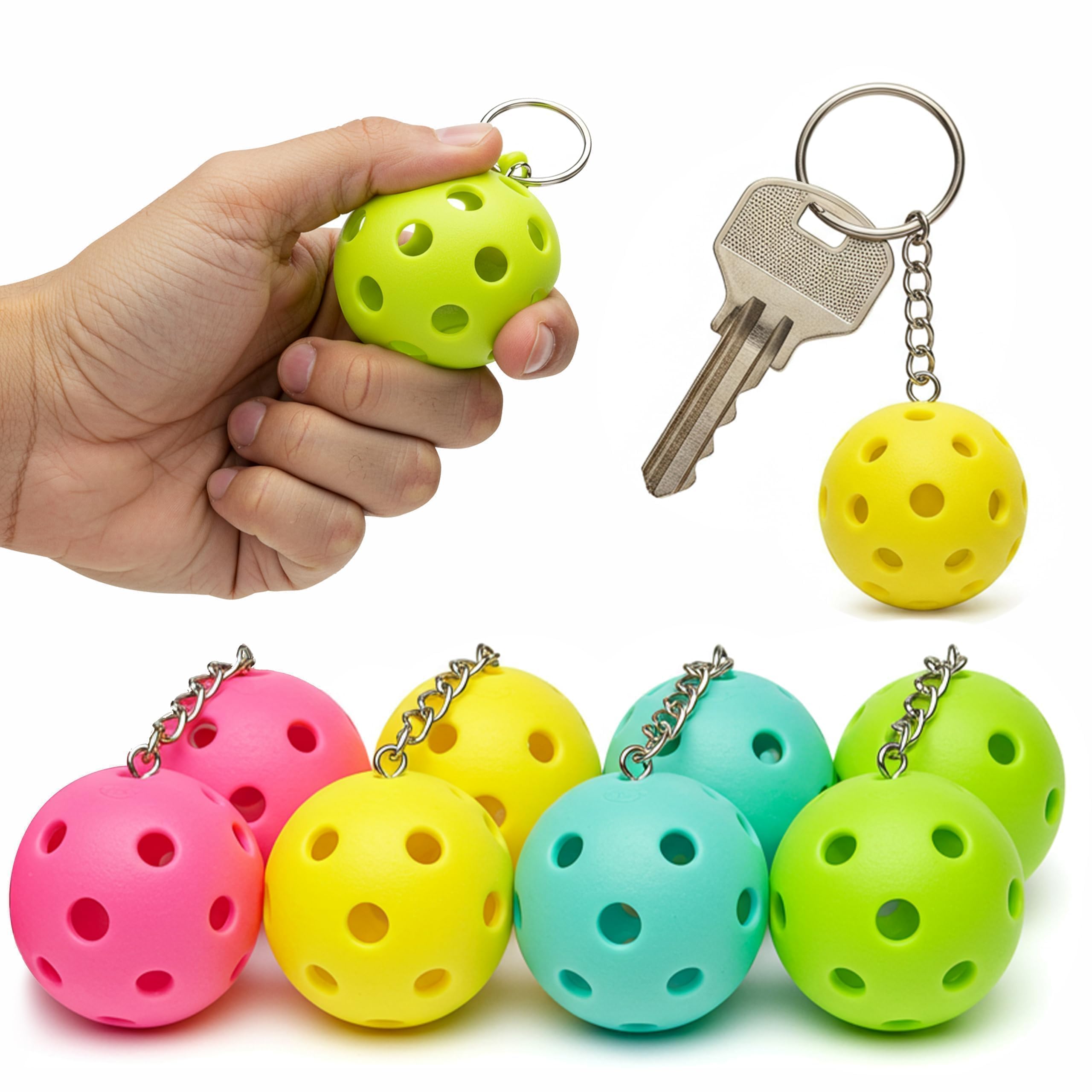 Pickleball Keychain Set 8/16/24/48 Pack - Fun Unique Gifts for Women Men & Lovers - Bulk Team Accessories Party Favors