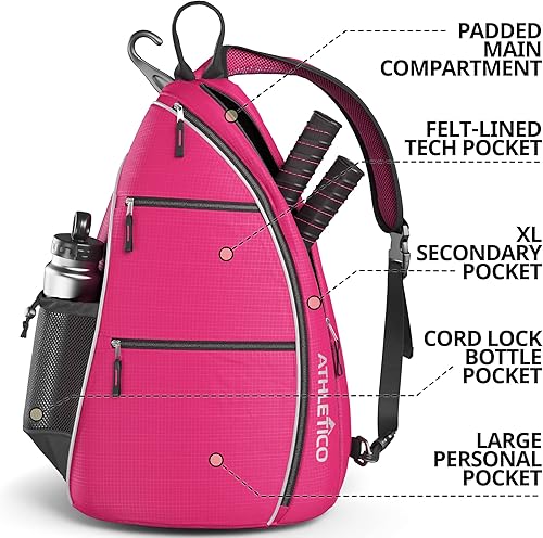 Miniatura 2 de Athletico Bolso bandolera - Mochila cruzada para pickleball, tenis, raquetbol y viajes para hombres y mujeres