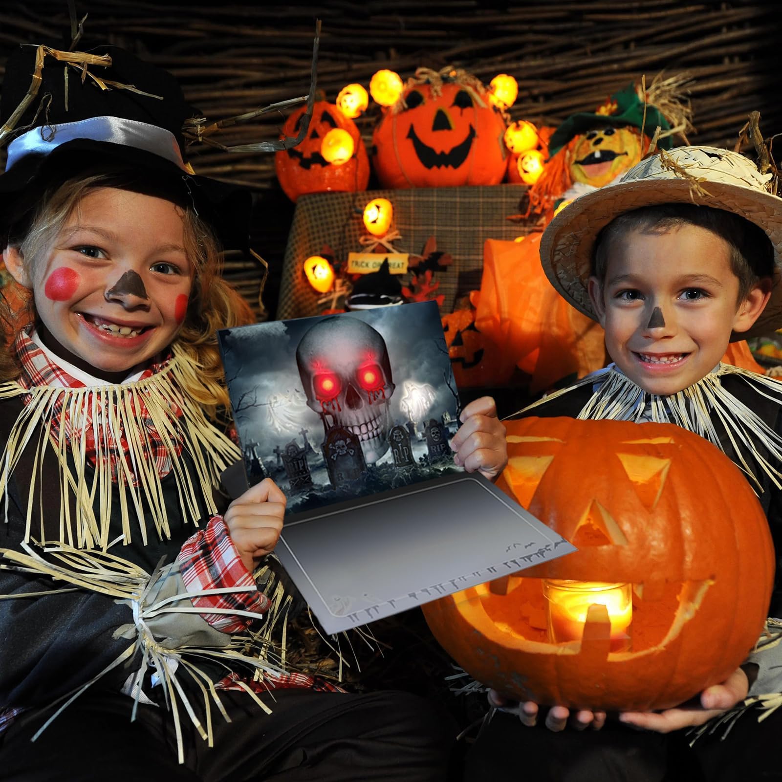 3D Greeting Pop Up Halloween Card with light and music, For Kids, Friend, Boyfriend, Girlfriend, Husband, Him, Women - Skull, Trick Or Treat, Ghost, Pumpkin Envelope - Image 2