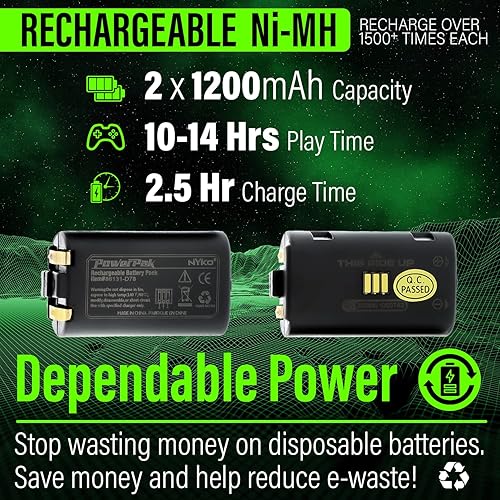 Miniatura 3 de Nyko Xbox One Power Kit Plus - Rechargeable Battery Kit with 2 Batteries, Micro-USB Charge Cable Not Compatible with Xbox SX Not Compatible with