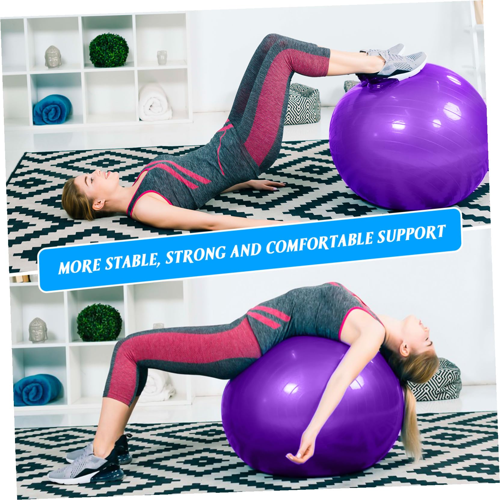 NOLITOY Pelota de Yoga de Ejercicio Pelota de Estabilidad para Pilates Entrenamiento de Core con Inflador para Gimnasio y Casa