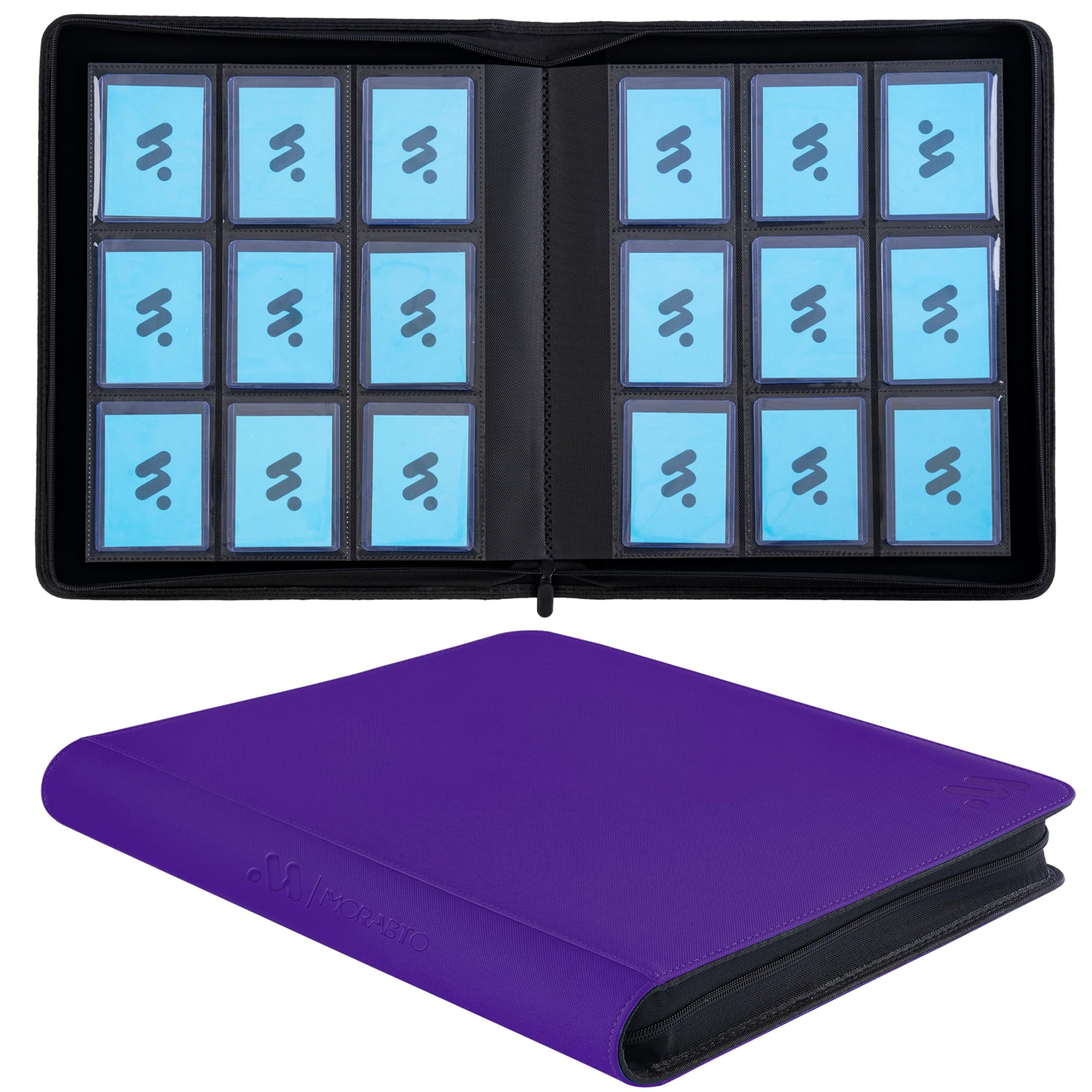 MORABTO Top Loader Binder, Holds 324 Top Loaders,9 Pocket Top Loader Binders for 3" x 4" Rigid Cards,Top Loader Card Binder for Hard Plastic Top Loaders -Dark Purple