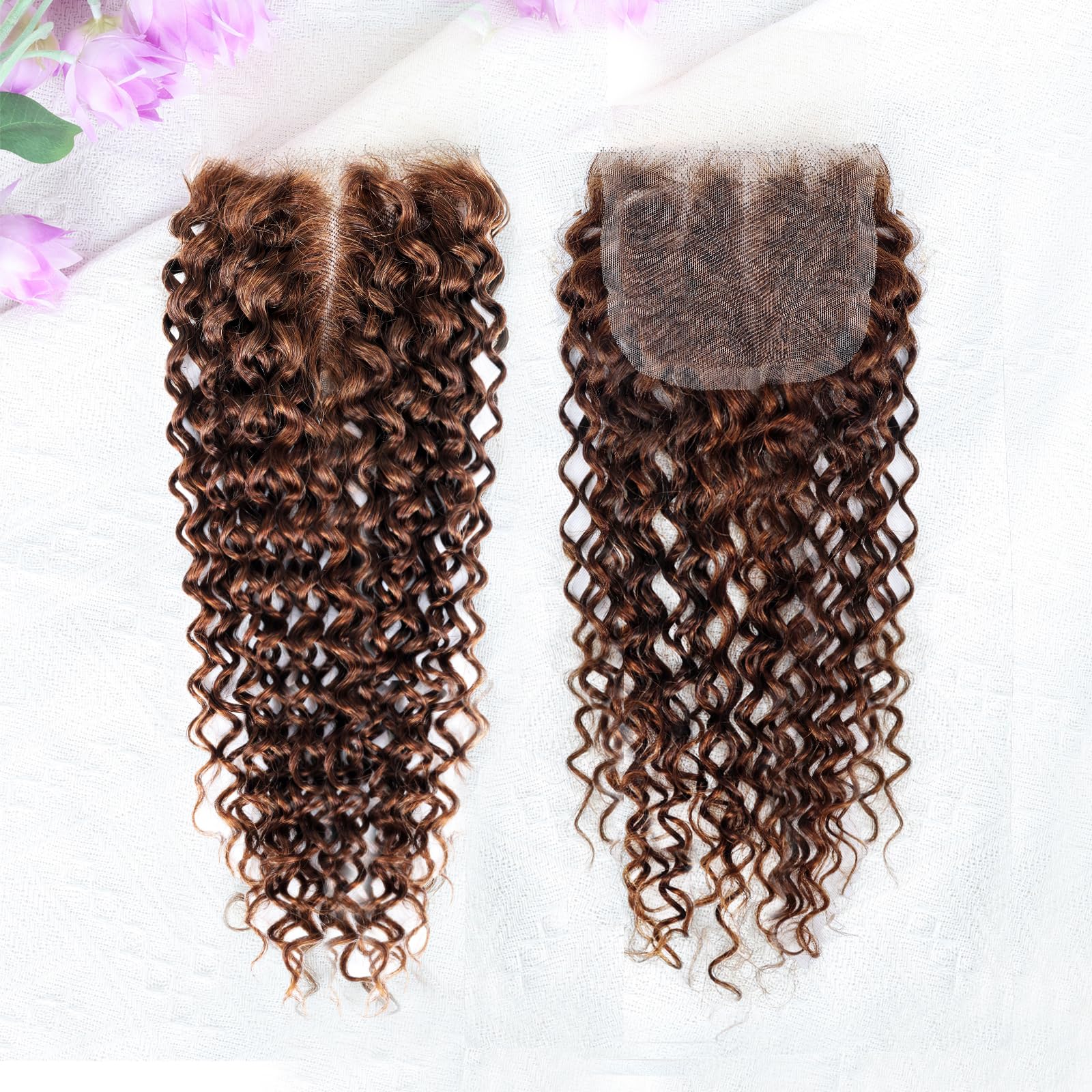 Brown color Body Wave Closure 4x4 Free Part Closure Brazilian Human Hair Closure Virgin Human Hair HD Lace closure Chocolate Brown (14 Inch)
