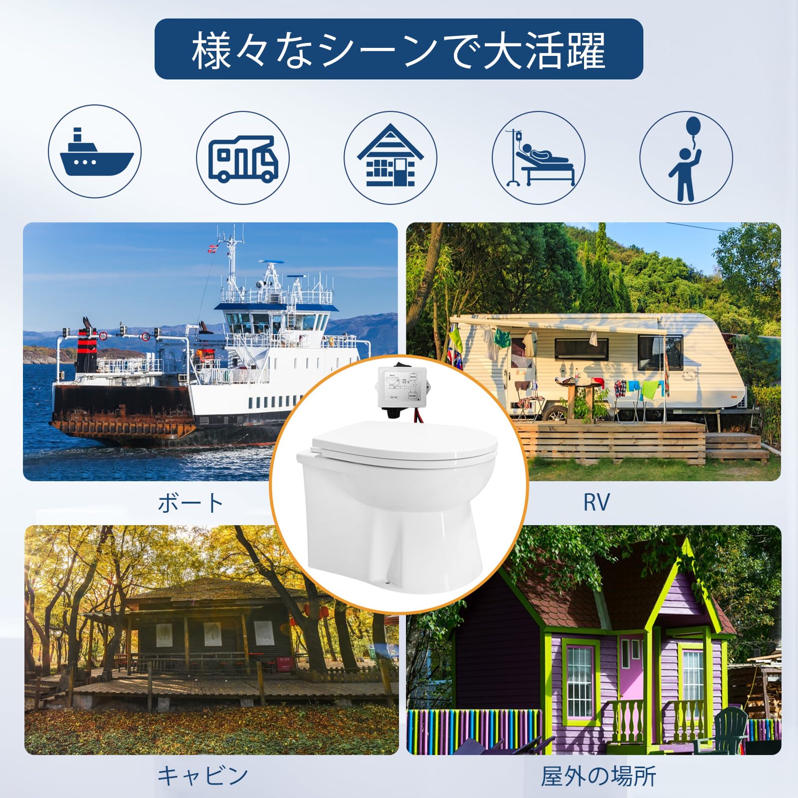 Amazon | HOCANFLO 電動マリントイレ ボートトイレ RVトイレ 12-24V 