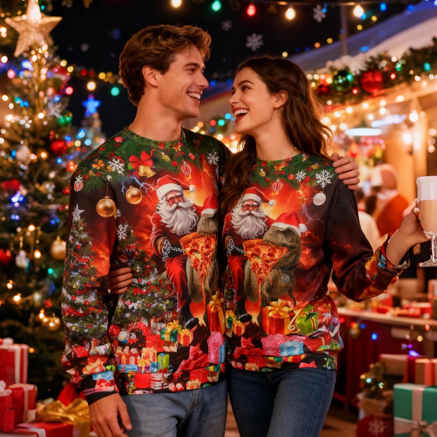 Ugly Christmas Sweatshirt for Men Women Funny 3D Print Pullover Long Sleeve Xmas Sweater Shirt - Image 6