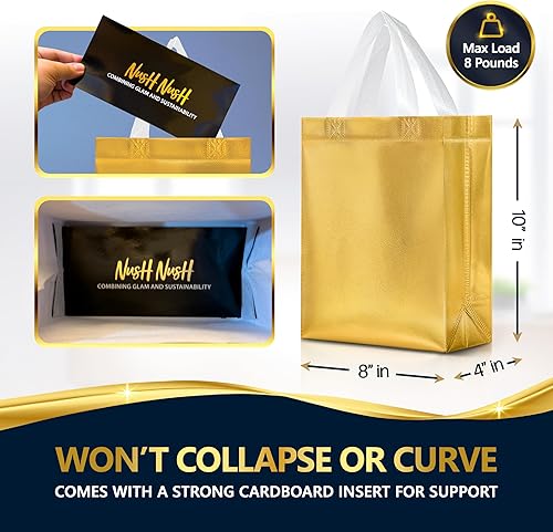 Miniatura 87 de Nush Nush Bolsas de regalo doradas extragrandes – Juego de 12 bolsas de regalo reutilizables extra grandes con asas – Bolsas de regalo XL perfectas