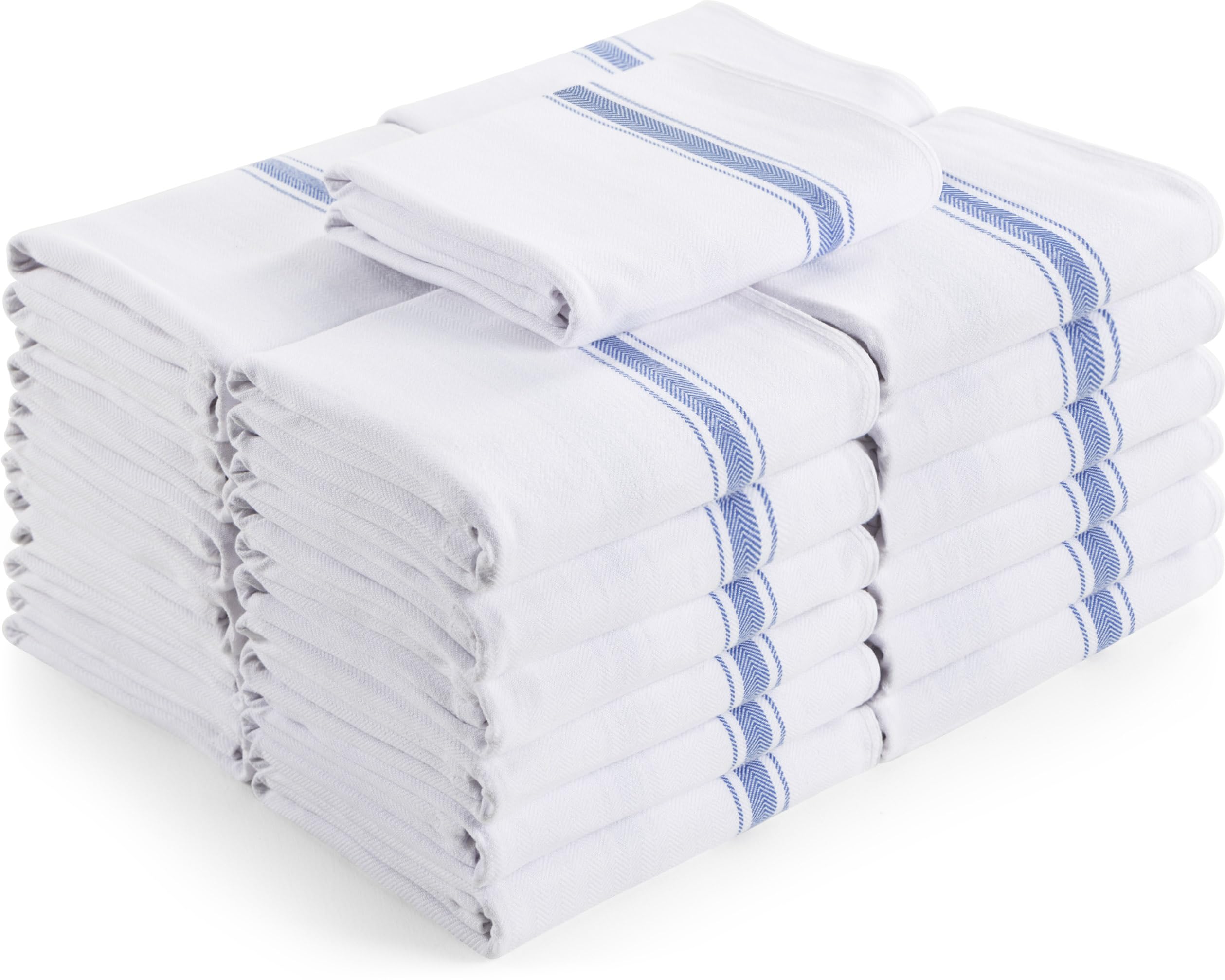 Utopia Towels - 200 GSM Blue Dish Towels (300 Pack - 38 x 64 cm) 100% Cotton Dish Cloths Absorbent Bar Cloth, Kitchen Tea Towel for Catering, Drying and Washing