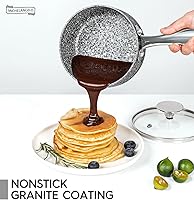 Vista 2 de MICHELANGELO Saucepan with Lid 3 Quart, Ultra Nonstick Sauce Pan with Non toxic Stone-Derived Coating, Small Pot for Cooking, Stone 3 Qt Saucepan