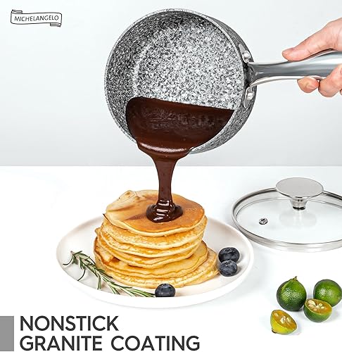 Miniatura 2 de MICHELANGELO Juego de cacerolas con tapa, antiadherentes de 1 cuarto y 2 cuartos de galón con tapa, olla pequeña con tapa, juego de cacerolas de