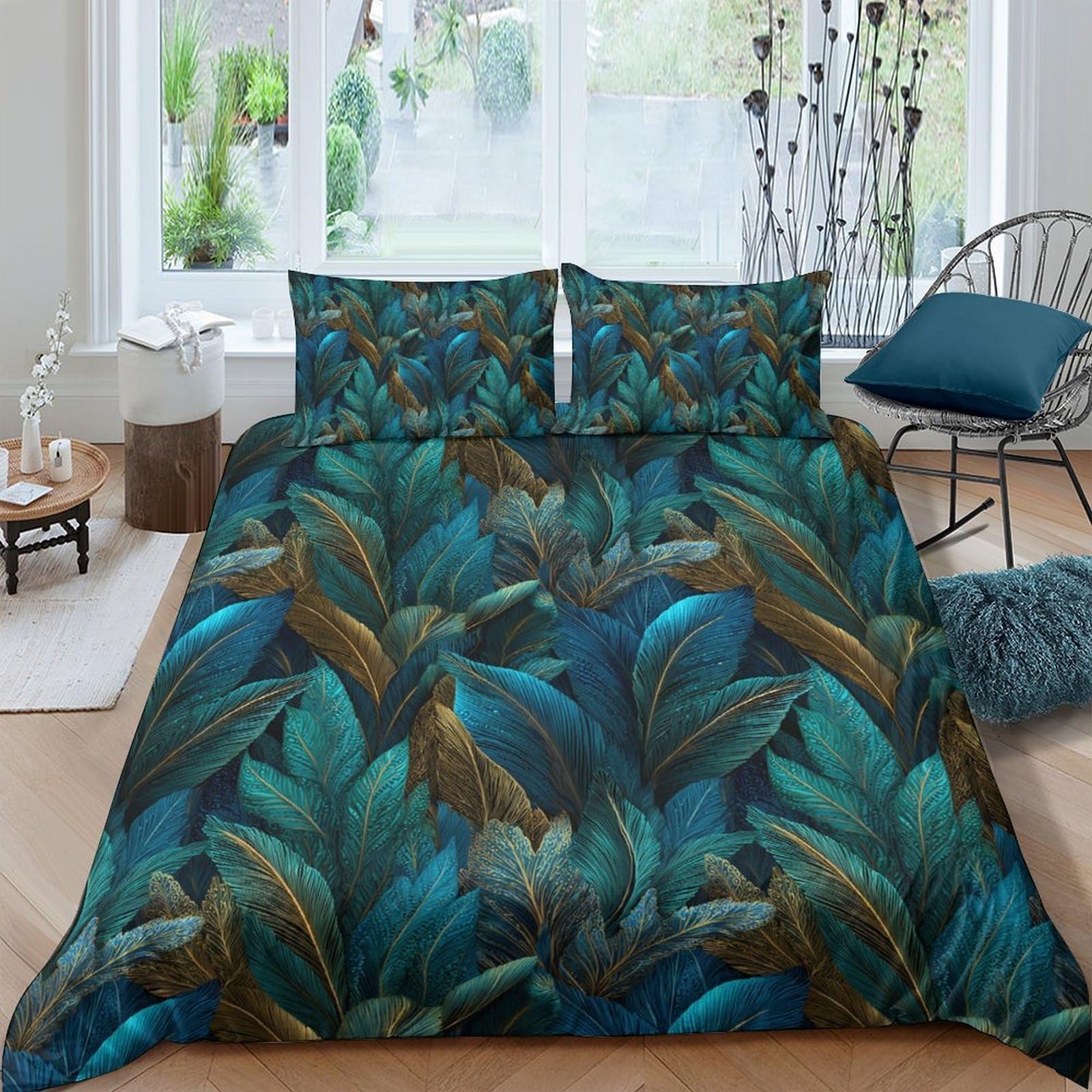 Ctjqhvkz Style-9 3D Printed Tropical Leaf Fitted Sheet Microfiber Soft Breathable Jungle Pattern Mattress Cover For Bedroom Guest Room Decor Single（135X200cm）