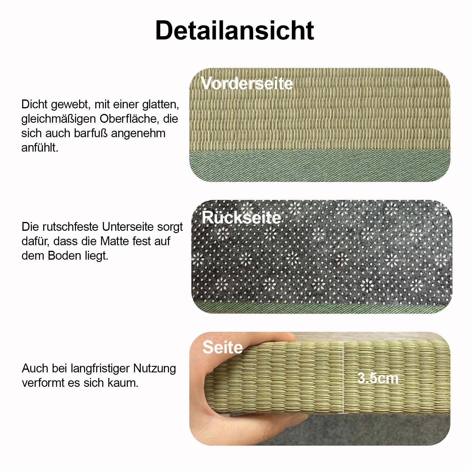 Japanische Tatami Matte, Natürliches Kokosfaser, Faltbare Futon Boden Teppich Meditation Yoga Zen
