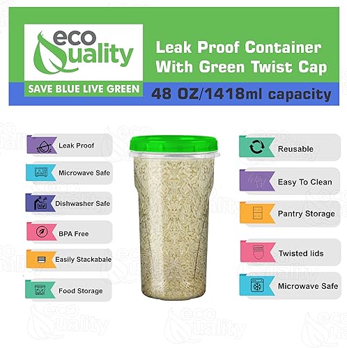 Miniatura 4 de Recipientes transparentes de 48 onzas con tapas a prueba de fugas, color verde, recipientes herméticos y reutilizables para almacenar alimentos con