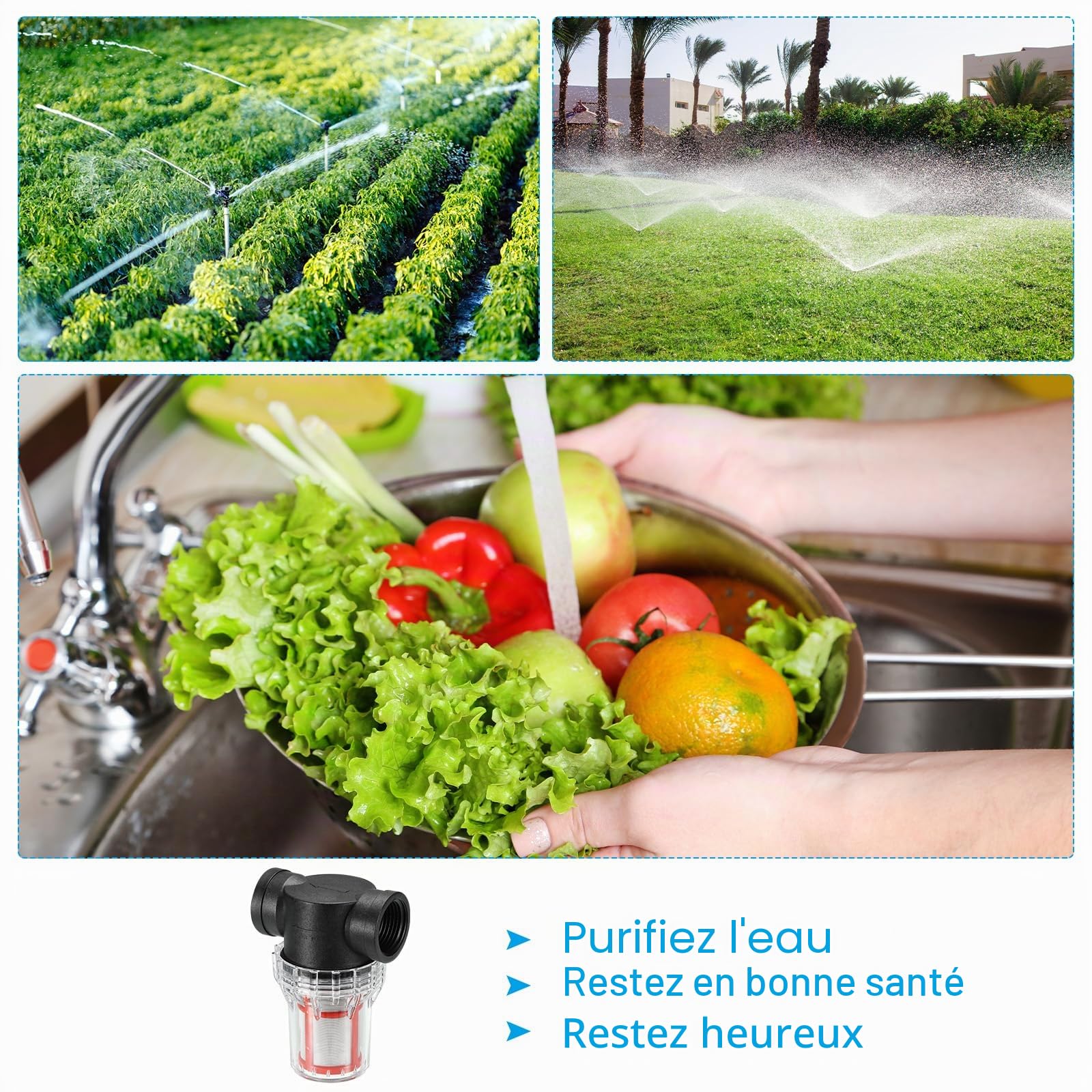 PATIKIL Filtre de crépine de pompe à eau de 1 pouce, crépine de pompe à eau avec tamis en acier inoxydable de 200 mailles pour l'irrigation du jardin