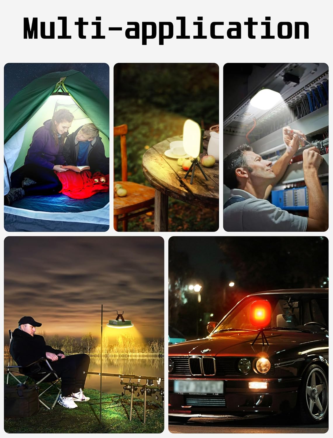 Rechargeable Tent Light, 4000LM Ultra Bright Camping Lantern with Magnet Base & Hanging Hook, 16500mAh Battery for 60H Runtime, 5 Lighting Modes, IP65 Waterproof for Power Outages, Emergency