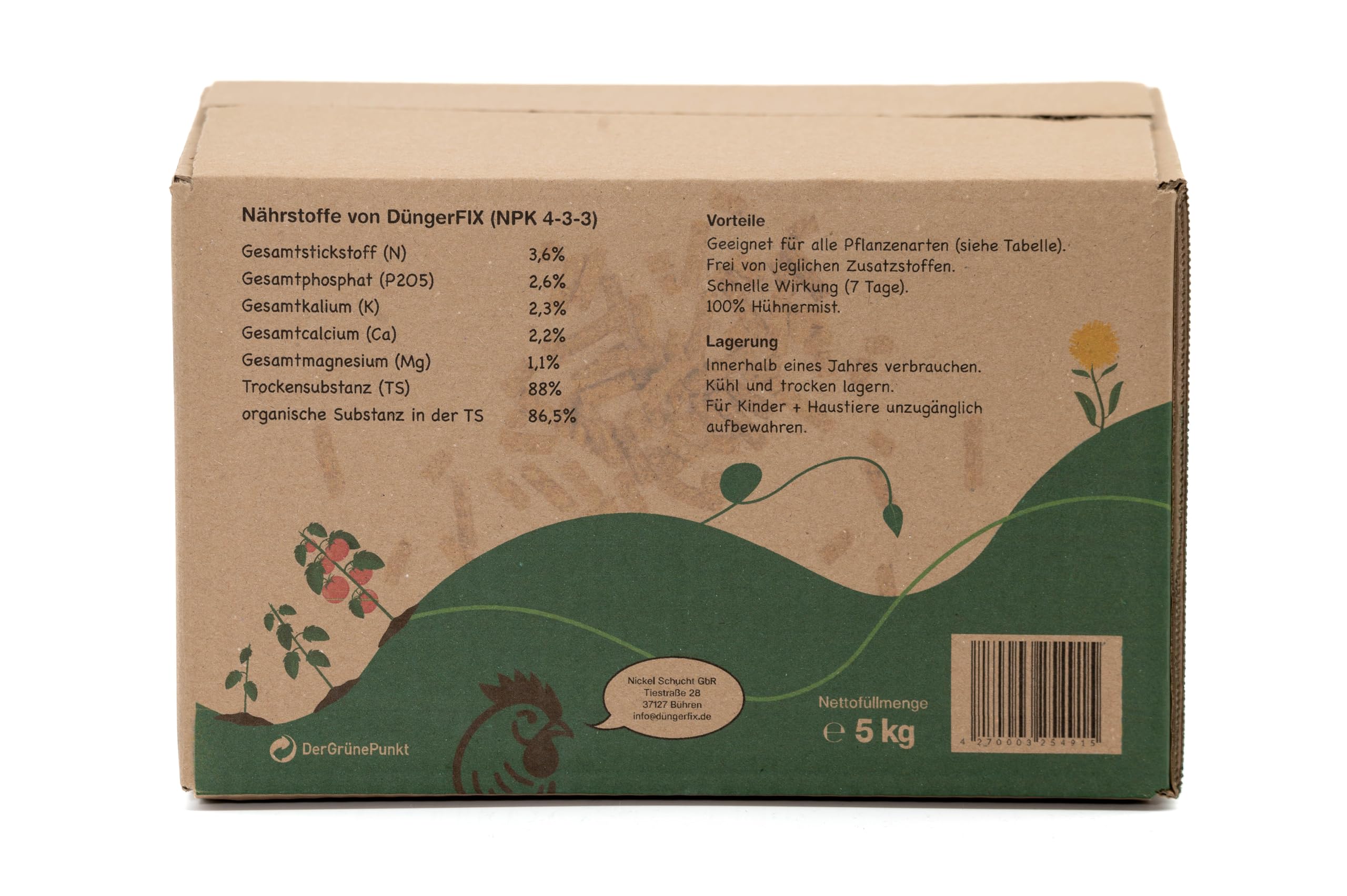 DngerFIX Grn-Pflanzendnger aus Hhnermist Pellets - Organischer Dnger  Rasen, Obst und Gemse - Universal-Dnger fr alle Pflanzen-Arten - Bio  Rasendnger tierfreundlich 5kg : Amazon.de: Garten