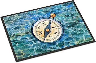 Caroline's Treasures BB5347MAT Compass Doormat 18x27 Front Door Mat Indoor Outdoor Rugs for Entryway, Non Slip Washable Low Pile, 18H X 27W