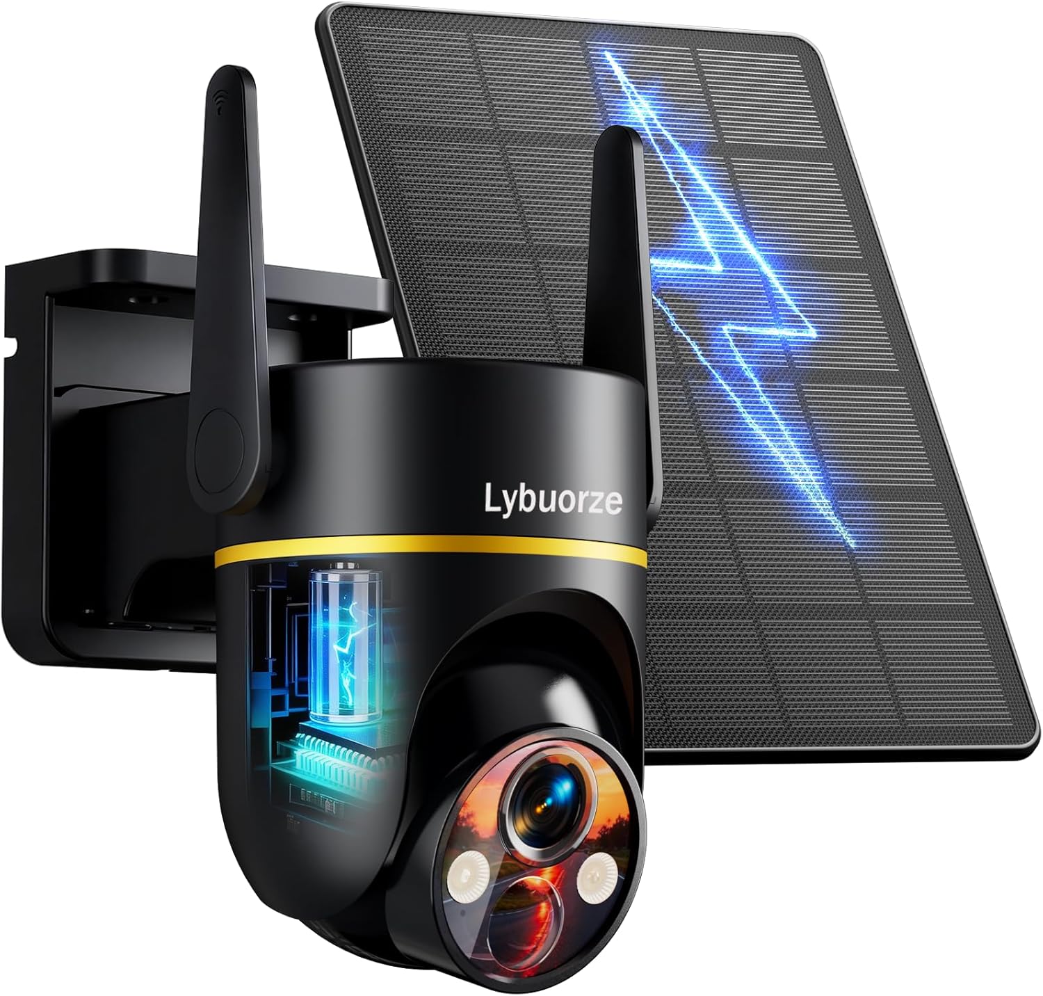 4MP HD Security Camera WiFi 6, AI Human Detection Pan Tilt Camera, Solar & Battery Powered Wireless Outdoor, 2-Way Audio, Color Night Vision, IP65 Weatherproof, SD/Cloud Storage, Alexa, Black