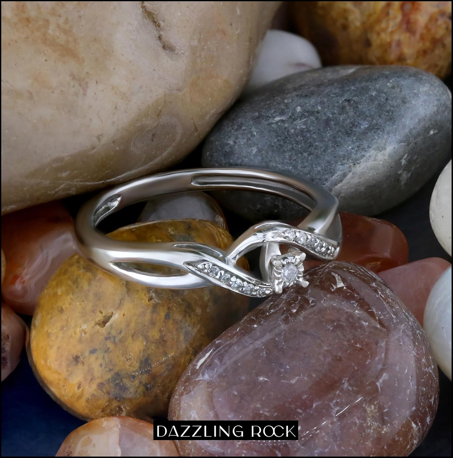 Dazzlingrock Collection Round White Diamond Crossover Swirl Promise Engagement Ring for Women (0.06 ctw, Color I-J, Clarity I2-I3) in 925 Sterling Silver