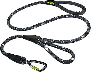 Rope Dog Leash 5ft Long, Two Traffic Handles, Heavy Duty, Reflective Double Handles Lead for Safety and Control Training, Leashes for Large Dogs or Medium Dogs, Dual Handles Leads (Gray)