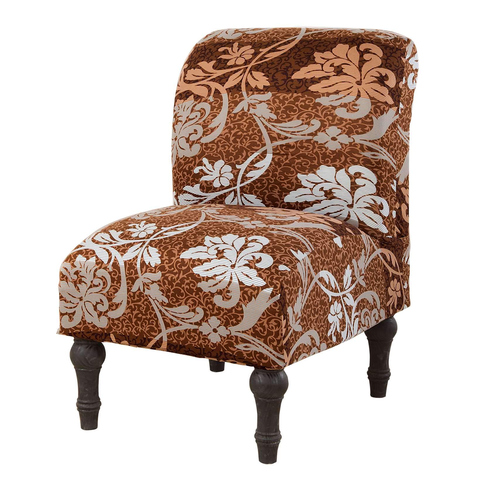 SurruiArmless Chair Slipcovers Stretch Furniture Protector Covers Removable Washable for Home Hotel (Brown Flower)
