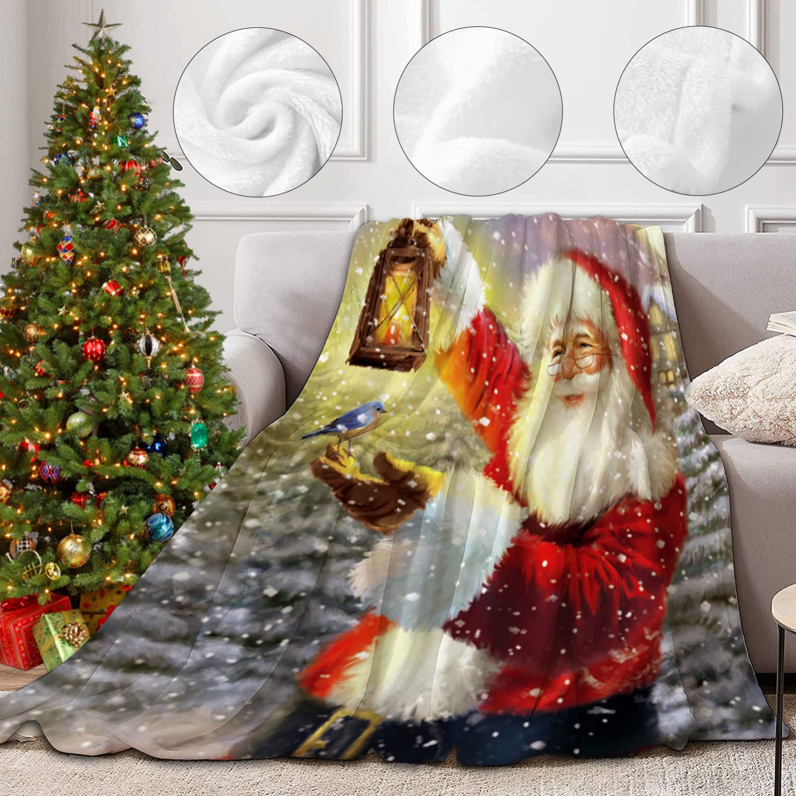 RDJSHOP Manta Navidad Feliz Navidad, Manta Navideña de Franela Santa Manta Mullida Ultra Suave y Acogedora para la Decoración del Hogar, Vacaciones de Invierno,Style7-150x220cm