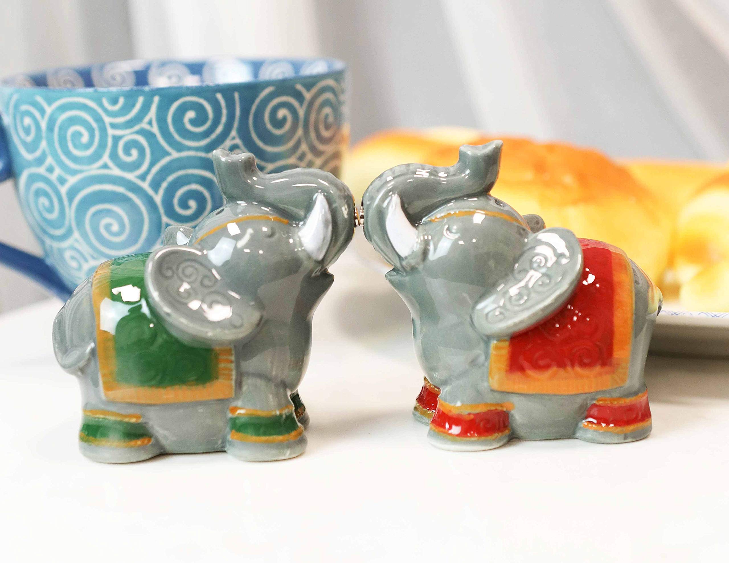 Raja Elephants Ceramic Salt And Pepper Shakers Set