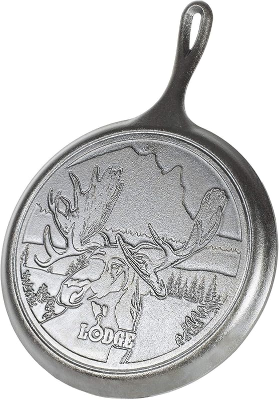 Plancha de hierro fundido Lodge Wildlife Series, alce, 10,5 pulgadas | Utensilios de cocina coleccionables de hierro fundido con diseño de vida silvestre para cocinar todos los días, estufa, horno y fogata, no tóxicos, fabricados en EE. UU.