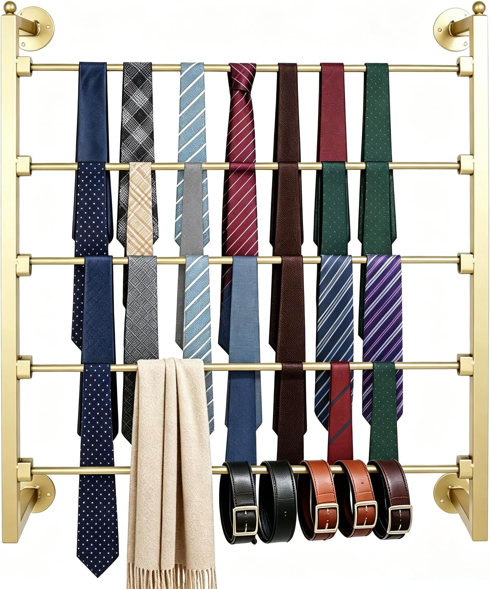 5 Layer Wall Scarf Display Tie Rack Ribbon Organizer Wrapping Paper Holder