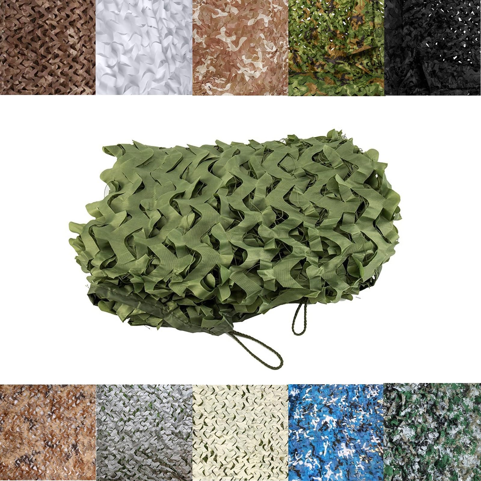 LTSRLL Camouflage Net Camo Netting Roll Greenhouse Shade Netting Tear Resistance Polyester Sunscreen Fabric Privacy Fence, 10+ Colors(Color:Green,Size:1.5x3M(4.9x9.8ft))