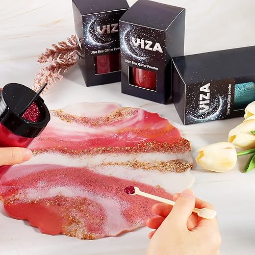 Miniatura 6 de Viza Purpurina gruesa holográfica holográfica de 7.8 onzas  7.76oz de calabaza, polvo ultra fino con purpurina mixta gruesa de PET para pintura de