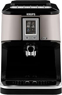 Cafetera Krups EA880E One-Touch-Capuchino, con función táctil 2 en 1, pantalla táctil TFT de color, 1,7 L, 15 bares, color plateado y negro