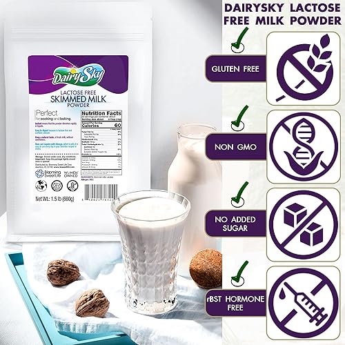 Miniatura 7 de DairySky Lactose Free Milk Powder 24 Oz - Non GMO Fat Free Powdered Milk for Baking & Coffee, Kosher with Protein & Calcium, Great Substitute for
