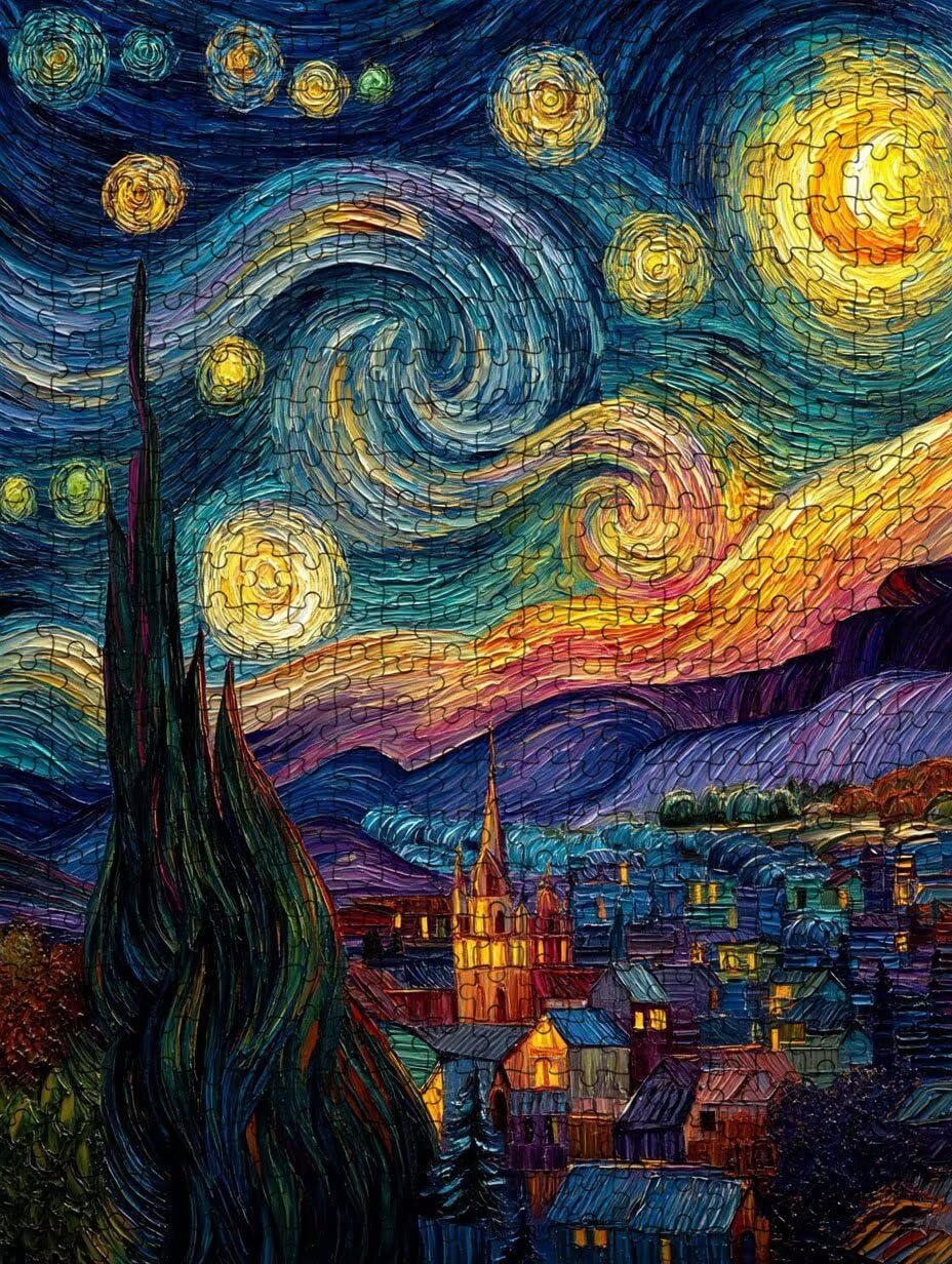 Città Stellare Puzzle 1000 Pezzi, 3D Puzzle per Adulti Impegnativo, Educa Puzzles Artistico, Divertente E Stimolante Puzzles Decorativo per La Famiglia, Regalo e Decorazione Pareti FNKL6-1045