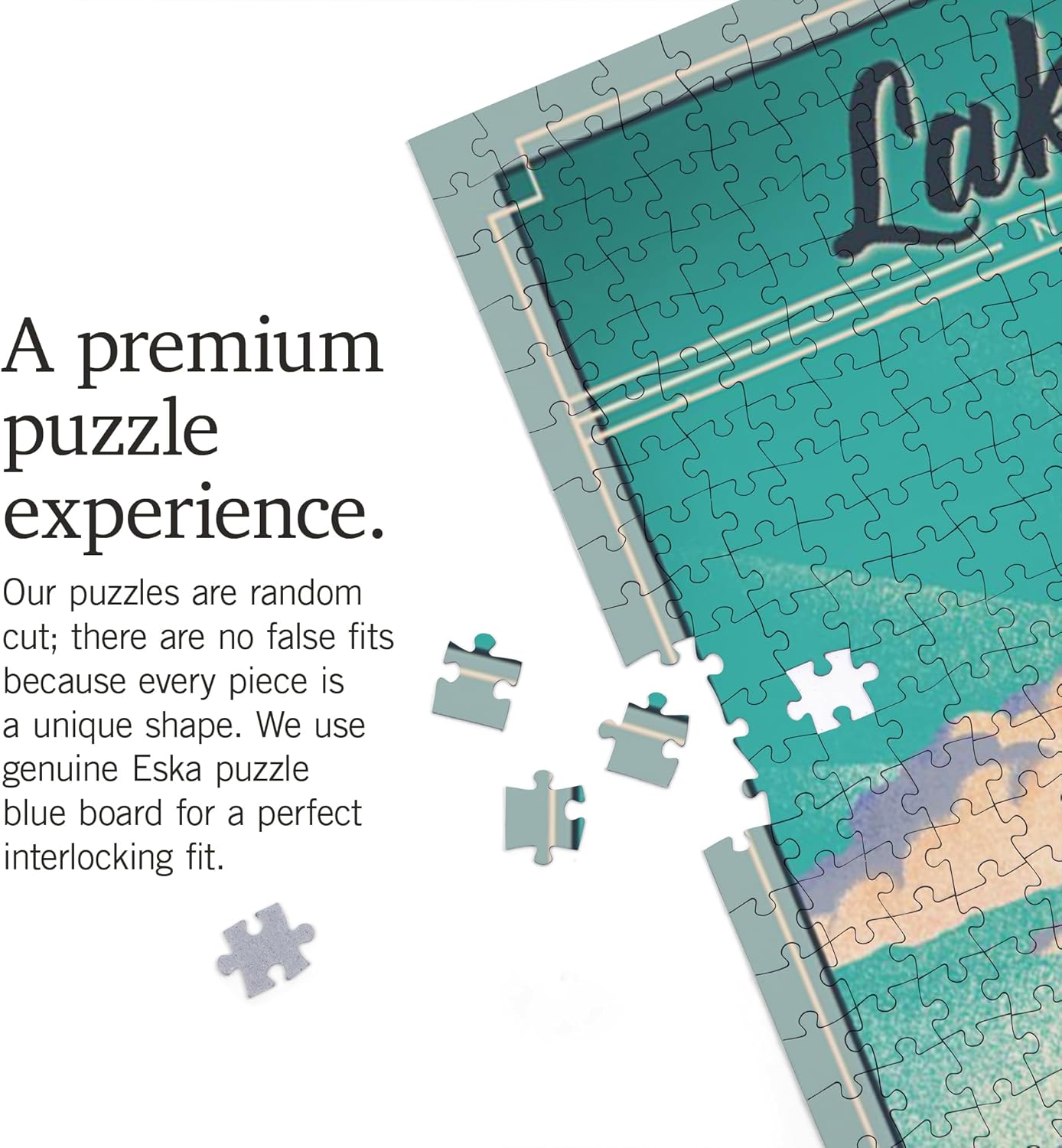 "Lantern Press Lake Clark National Park, Alaska, Lithograph, 1000 Piece Jigsaw Puzzle for Adults, Made in USA with Reference Poster"