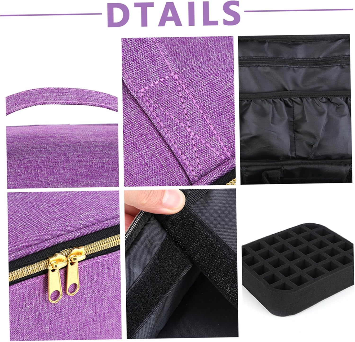 Sewing Box Large 2 Layers Sewing Bag Sewing Thread Storage Case with Handle and Zips Sewing Accessories Organiser for Thread Needle Storage Purple