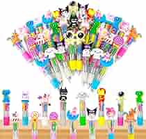 34 Penne Multicolore Per Bambini - 4 Colori, Cappucci Con Animali, Regalo Compleanno E Natale