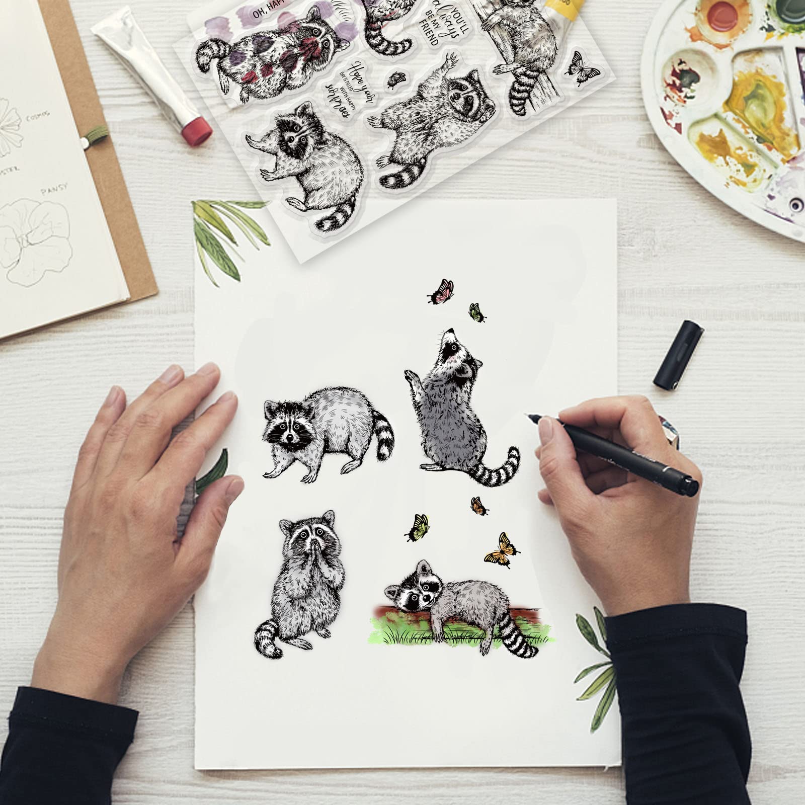 GLOBLELAND E Caffè Timbri Trasparenti Per Il Fai Da Te Scrapbooking Decor Animali Cartoni Animati Dipinti In Silicone Trasparente Francobolli Per Fare - Foto 9